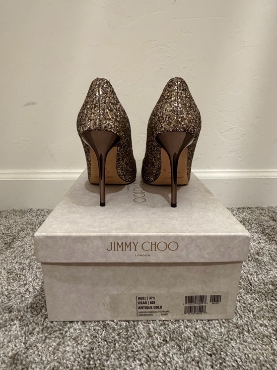 Jimmy Choo Gold Glitter Pointed-Toe Stiletto Pumps